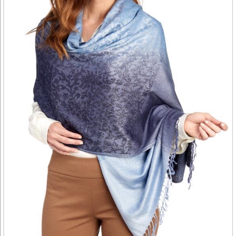 Jessica McClintock jacquard pink scarf with fringe